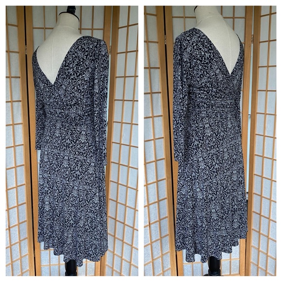 Maggy London Black Print Dress SZ 10 - Picture 6 of 13